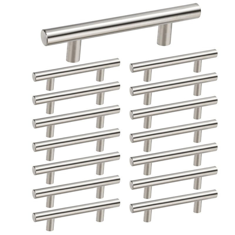 homdiy 15 Pack Brushed Nickel Cabinet Pulls Drawer Handles Cabinet Hardware Stainless Steel Cabinet Handles 4in Hole Centers Cupboard Pull Drawer Pulls, 201SN - Image 1